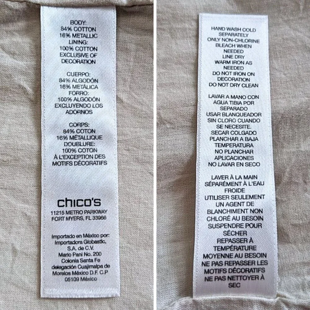 Vintage Y2K CHICOS Embellished Metallic Beige Aztec Beaded Cocktail Jacket Sz 1 - Picture 4 of 10